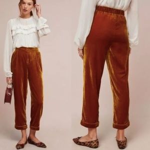 🆕Anthropologie | NWOT! Gold Cuffed Velvet Joggers